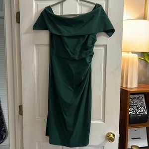 Dark green off the shoulder dress